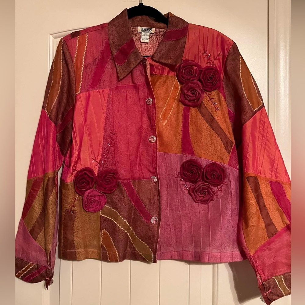 sandy silk embellished top size L